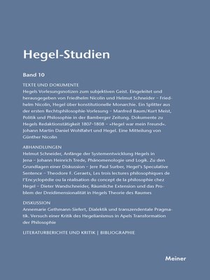 cover image of Hegel-Studien Band 10